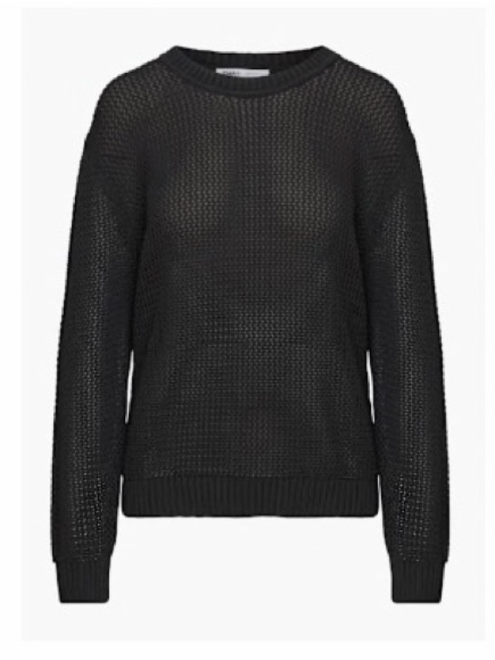 Aritzia TNA Classic Black Open-Knit Crewneck Sweater